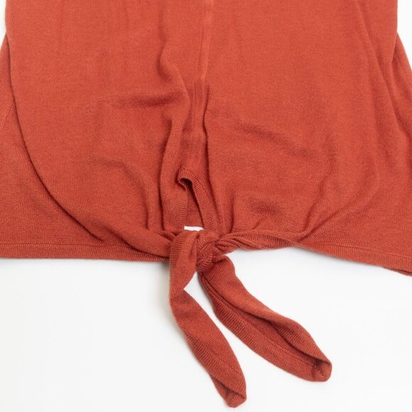 Madewell Tie-Front Sweater Soft Lightweight Rusty Torch - Picture 8 of 13